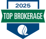 2025 Top Brokerage badge in blue, green, and white with a sailboat icon