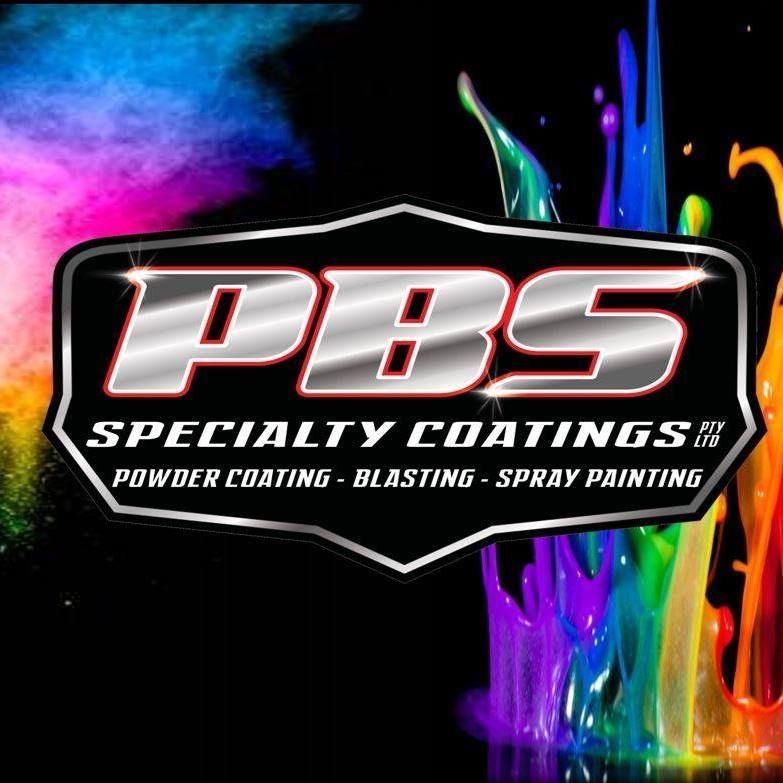 PBS Specialty Coatings logo with rainbow paint splashes on a black background