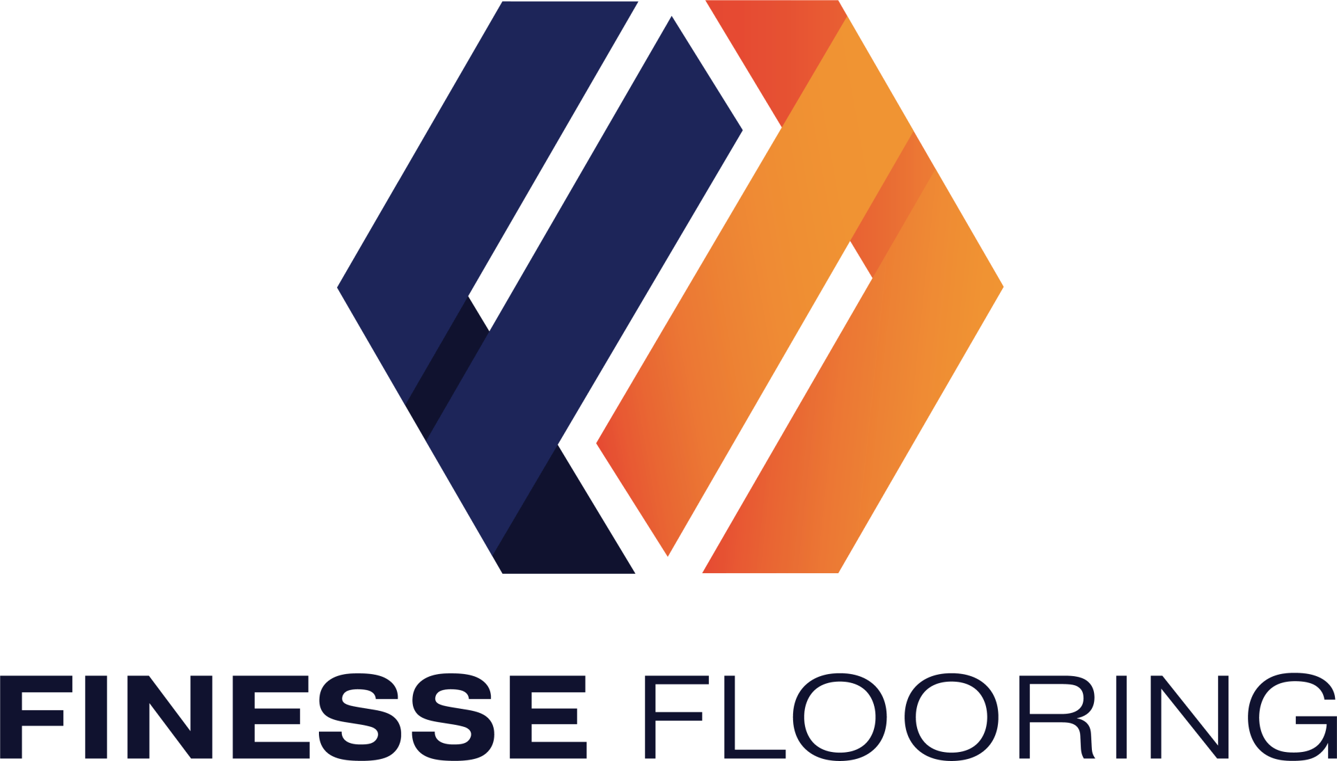 Finesse Flooring logo with navy, white, and orange geometric mark and text