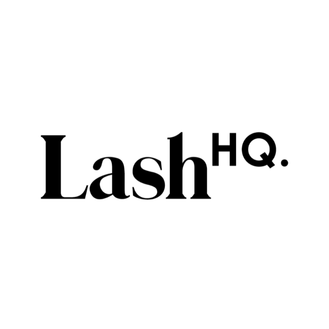 Black “LashHQ.” logo on a white background