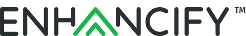 Enhancify logo with green upward arrows.
