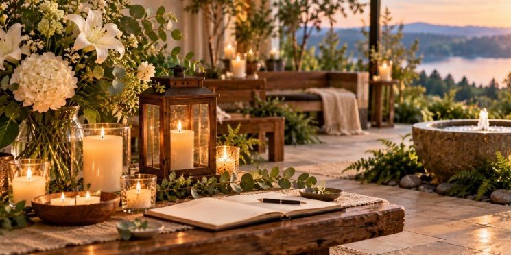reflection space, and natural elements representing modern cremation services Tulsa, OK