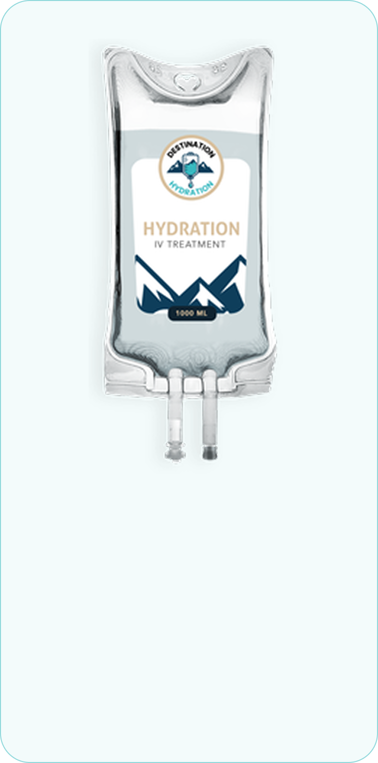 IV bag with label saying "Hydration".
