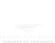 PCB Chamber of Commerce Panama City Beach Chamber logo, sun with rays partially in the water, sunrise or sunset