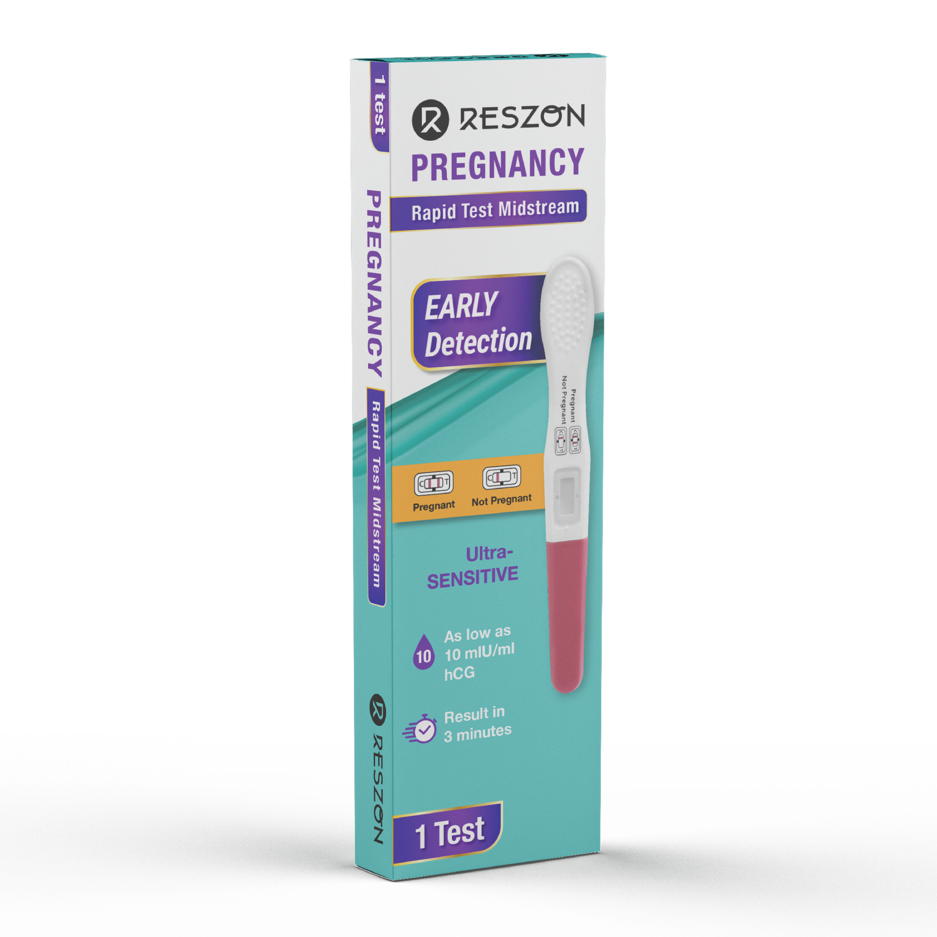Reszon Pregnancy Rapid Test Midstream Side View
