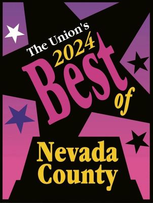 The Union’s 2024 Best of Nevada County award graphic in pink, purple, and yellow on black