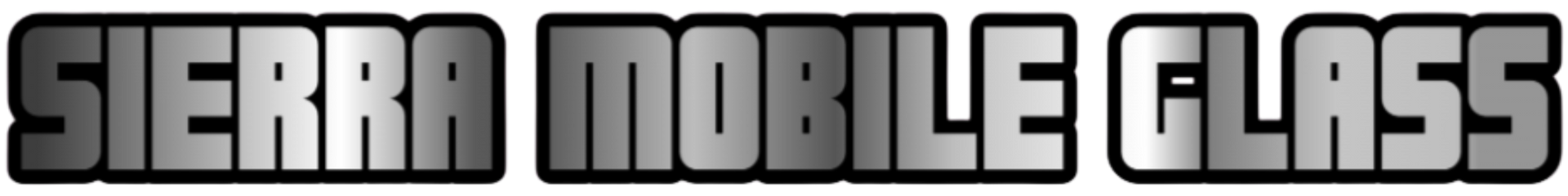 Gray “Sierra Mobile Glass” logo in bold block letters on a transparent background