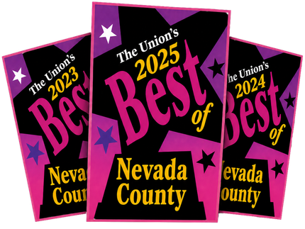 Three colorful “The Union’s Best of Nevada County” magazine covers for 2023, 2024, and 2025