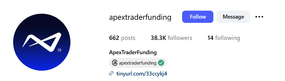 The Funded Trader Instagram Page Apex Trader Funding Instagram page