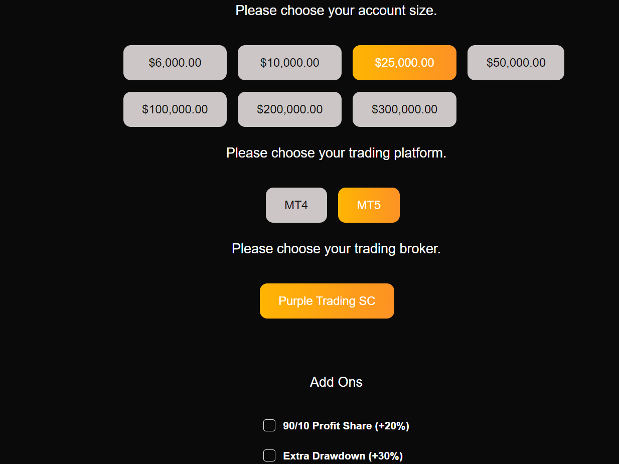 Funded Engineer: Steps to chose an account size.