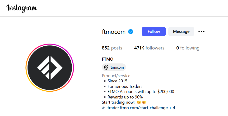 FTMO Instagram Page FTMO Instagram Page