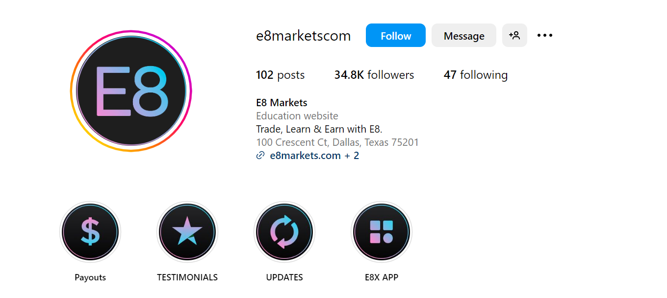 E8 Markets Instagram E8 Markets Instagram