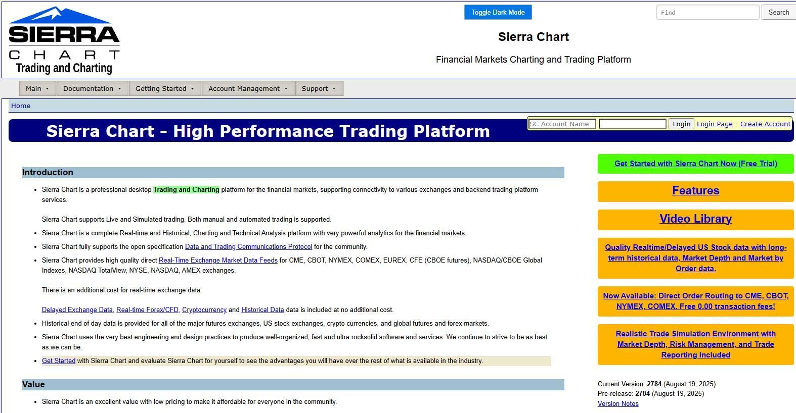 sierra chart high performance trading platform
