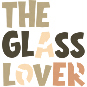 Stylized tan and black text reading “THE GLASS LOVER” on a white background.