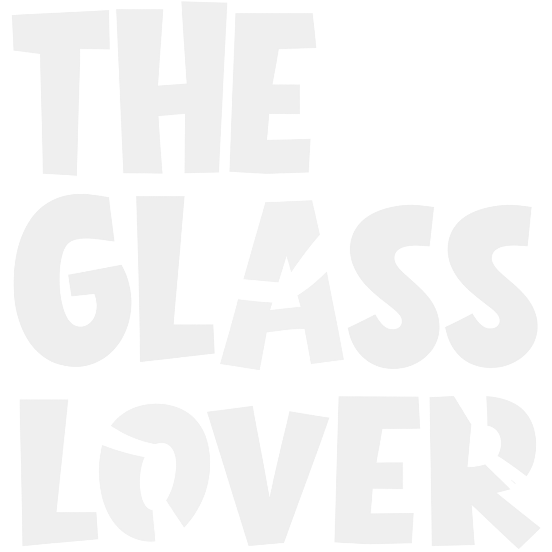 Stylized white text reading “THE GLASS LOVER” on a light gray background