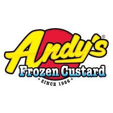 The logo for Andy's Frozen Custard, featuring yellow text over a red circle, with