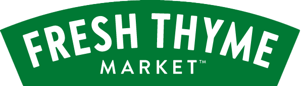 The fresh thyme market logo is green and white.