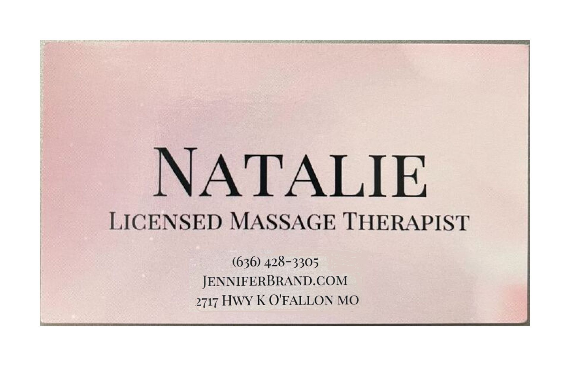 A business card for natalie licensed massage therapist
