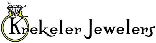The logo for knekeller jewelers shows a ring with a diamond in it.