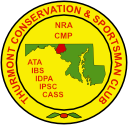 The logo for the thurmont conservation and sportsman club shows a map of maryland.