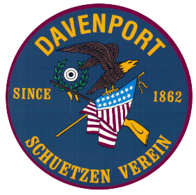 A davenport schutzen verein logo with an eagle and an american flag