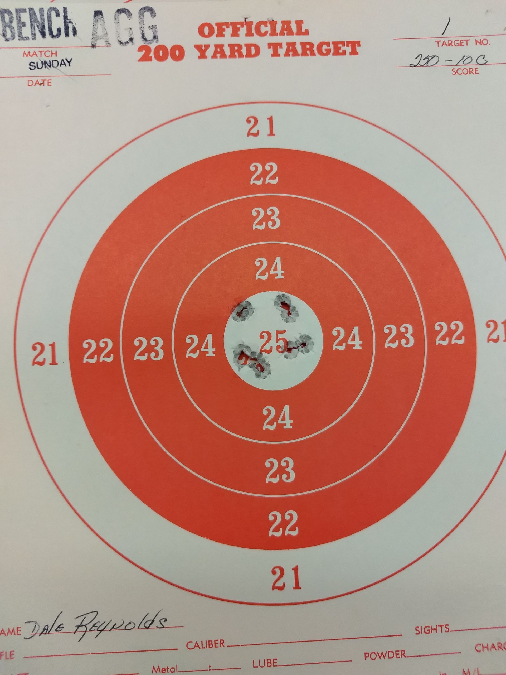 A red and white target with the words official 200 yard target on it