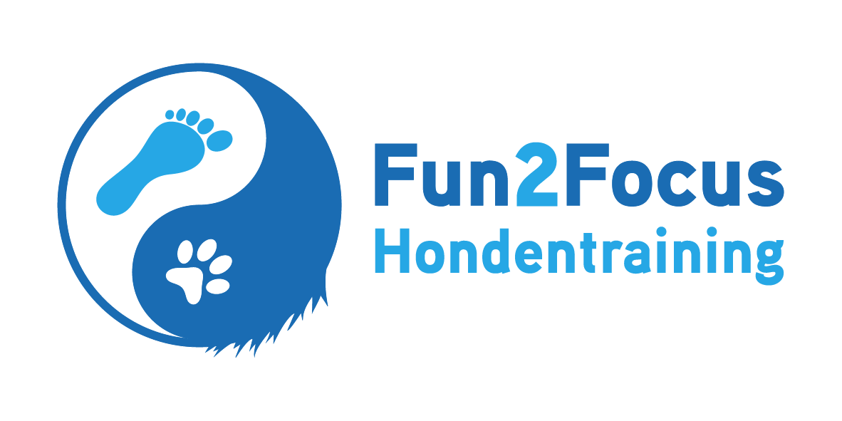 Fun2Focus Hondentraining logo met blauw hondenpootje en tekst