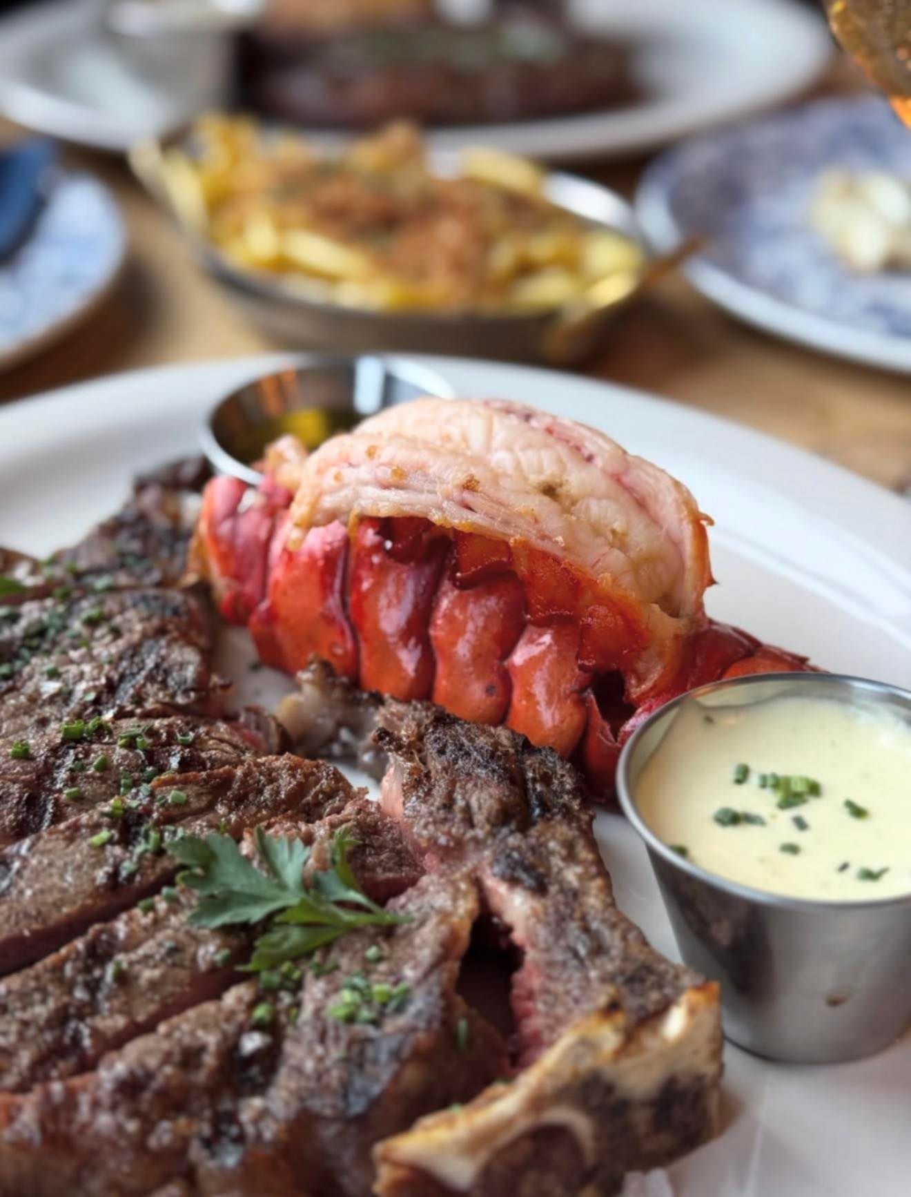 Prima Dopo steak and lobster dish