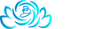 Multicolor blue flower with text prima dopo cucina & cocktail house in white text