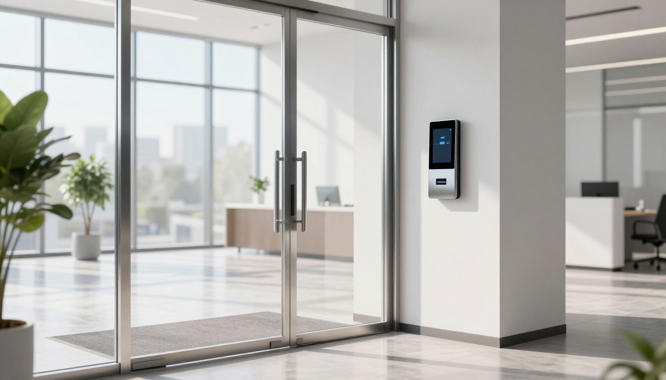 Modern office access control system in Houston office building