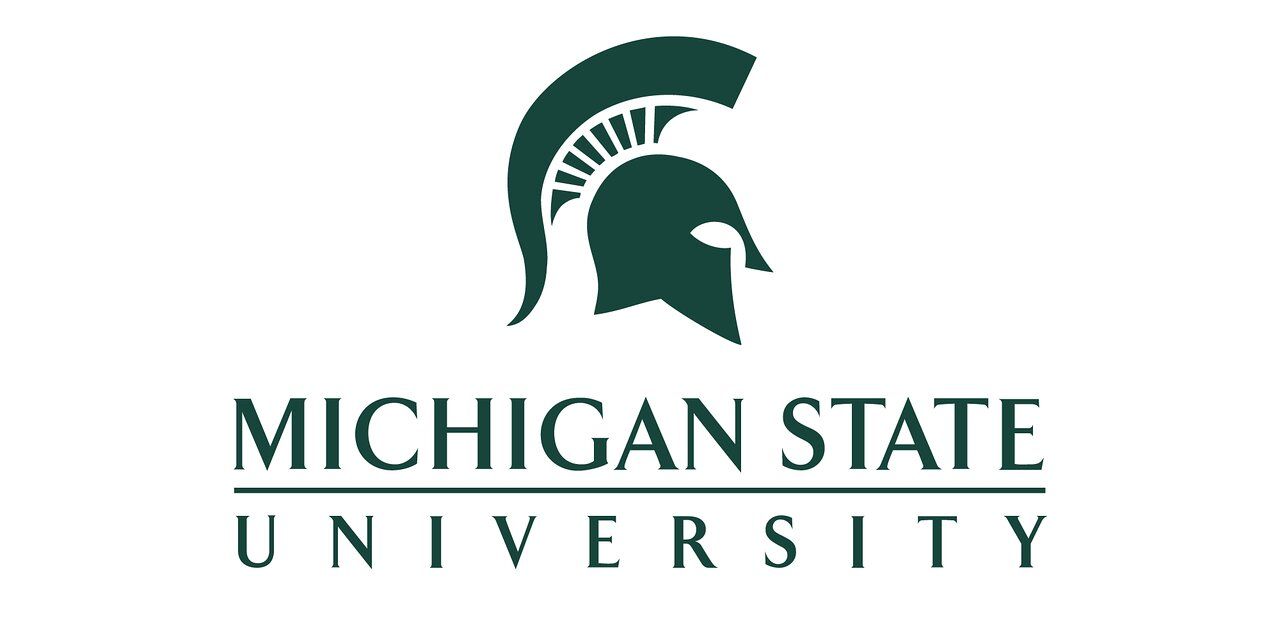 The michigan state university logo has a spartan helmet on it.