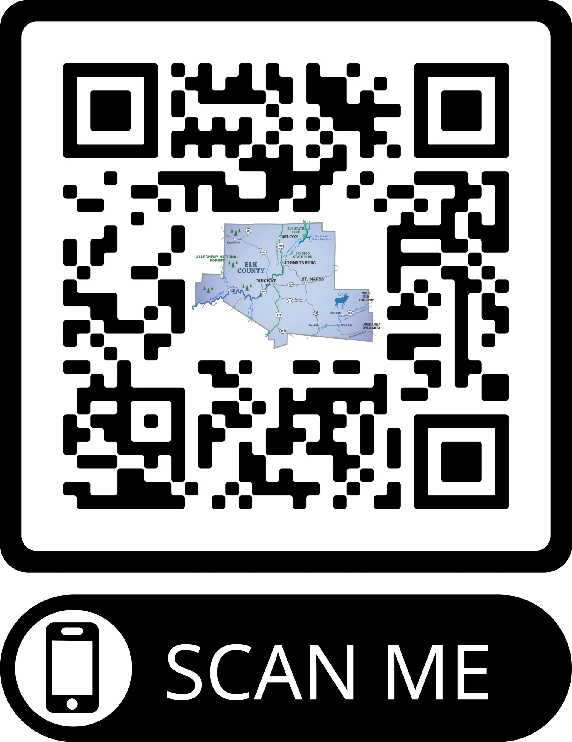 A QR code featuring a map of the DRC in the center, with a 