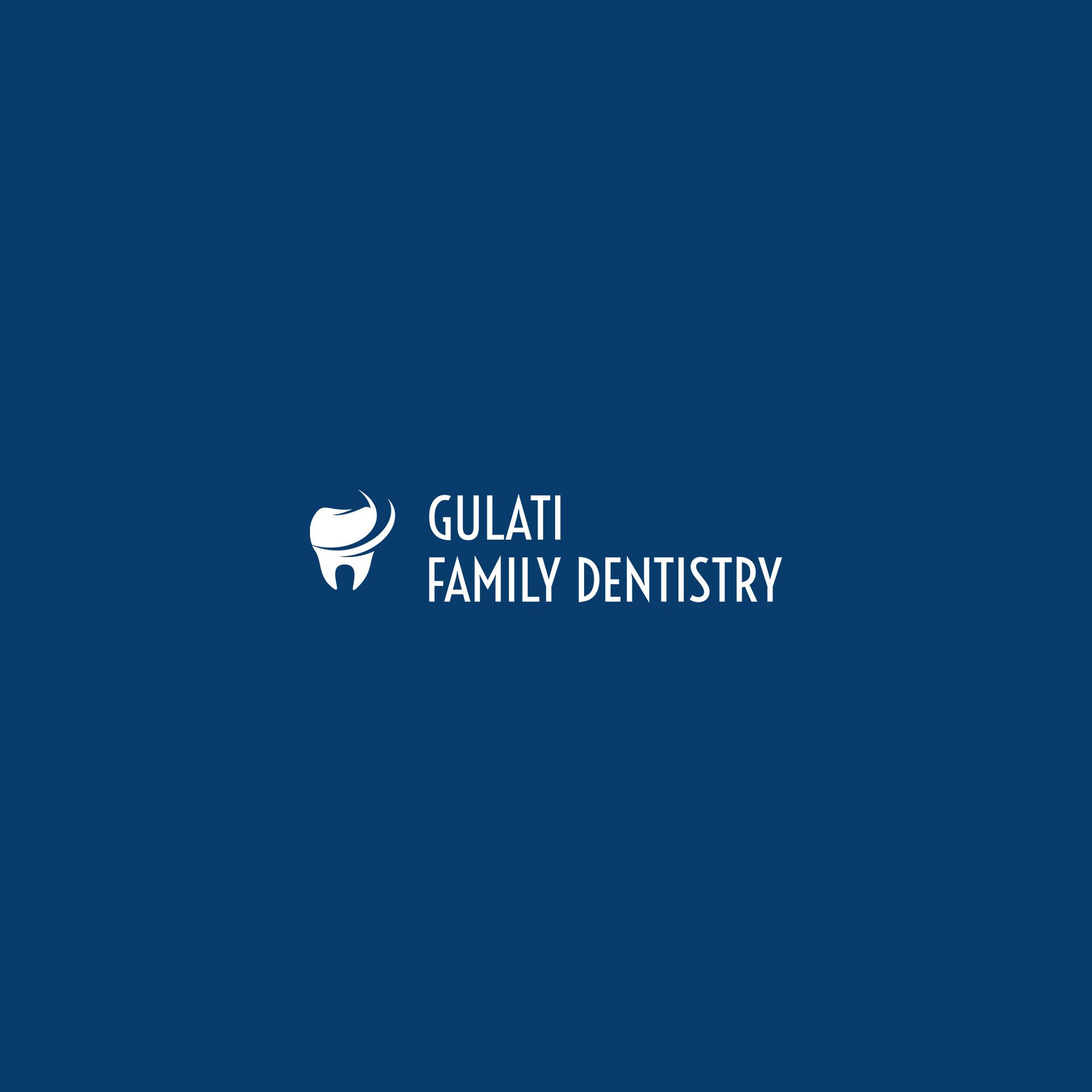 Logo for Gulati Family Dentistry with a tooth icon on a dark blue background.