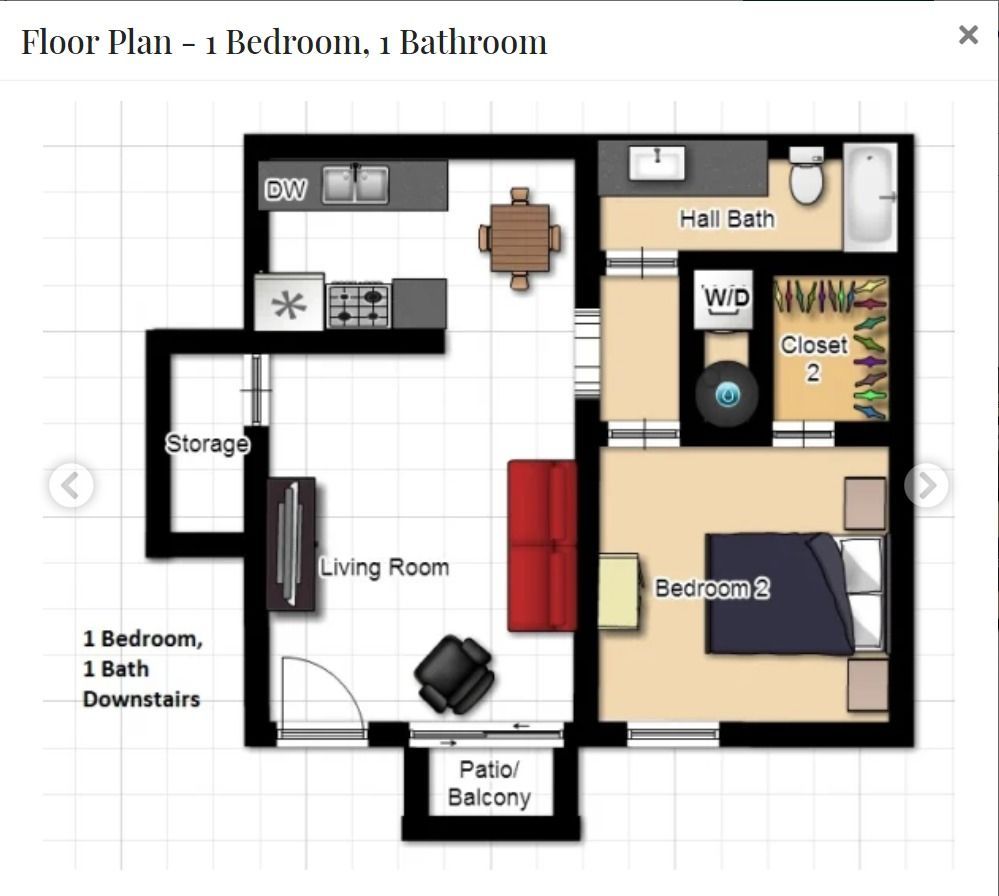 1 Bed, 1 Bath v2