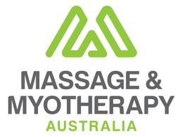 Massage & Myotherapy Australia logo with green abstract mark and gray text