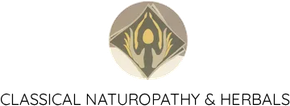 Logo for Classical Naturopathy & Herbals with a gold and brown circular leaf emblem