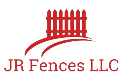 JR Fences LLC logo with red fence icon and company name on white background