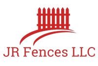 JR Fences LLC logo with red fence icon and company name on white background