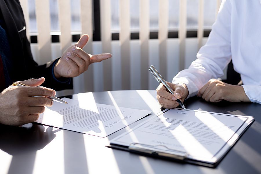 Close up of commercial insurance paperwork