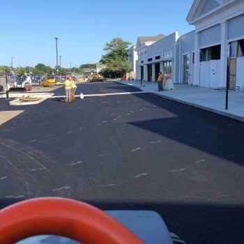 Commercial parking lot paving and line striping in Cape Cod, MA - Cape Cod Paving hard at work