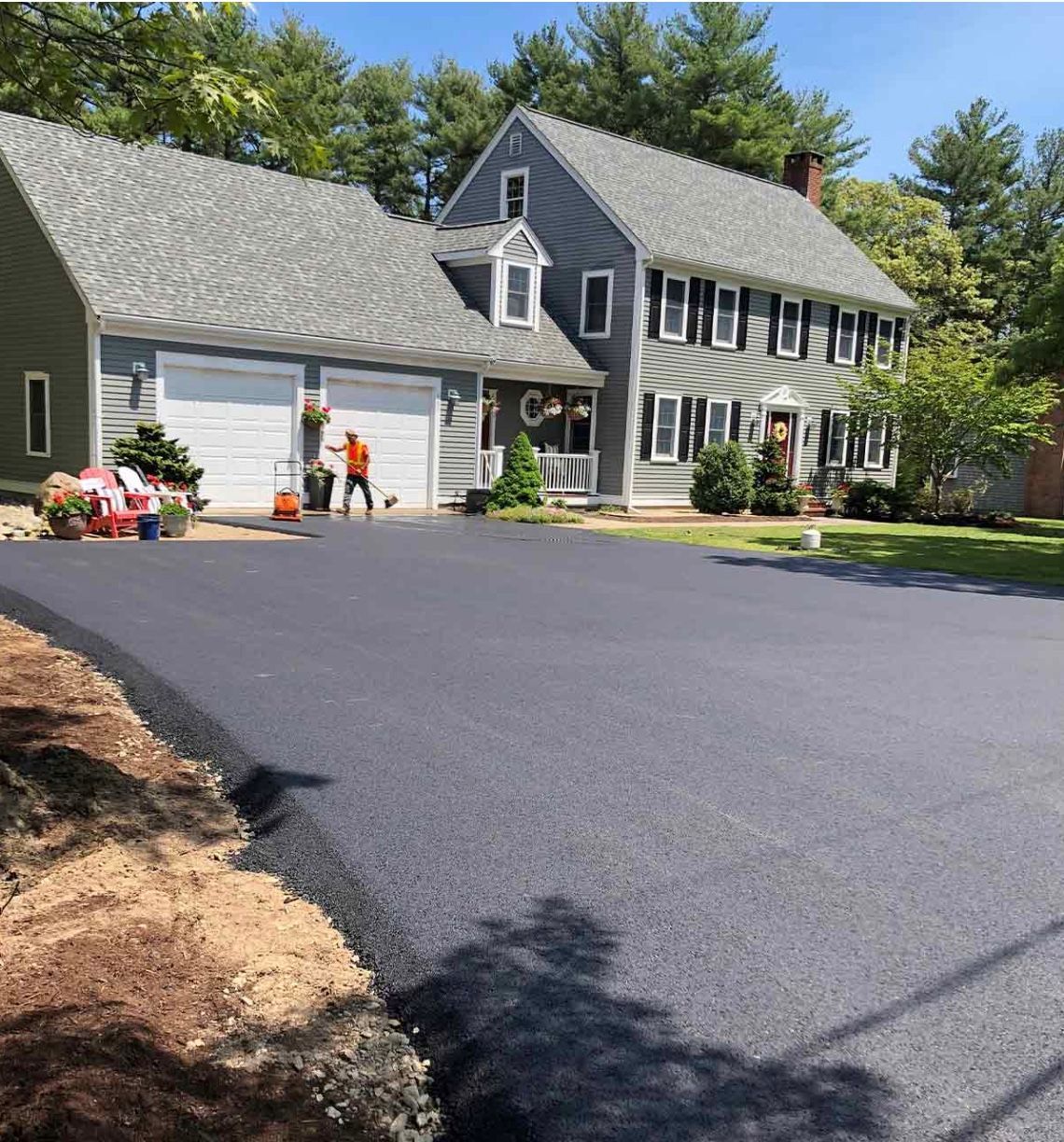 sealcoating services middleborough ma Residential driveway paving in Cape Cod, MA - Cape Cod Paving hard at work