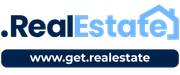 .RealEstate logo with blue and white text and the URL www.get.realestate