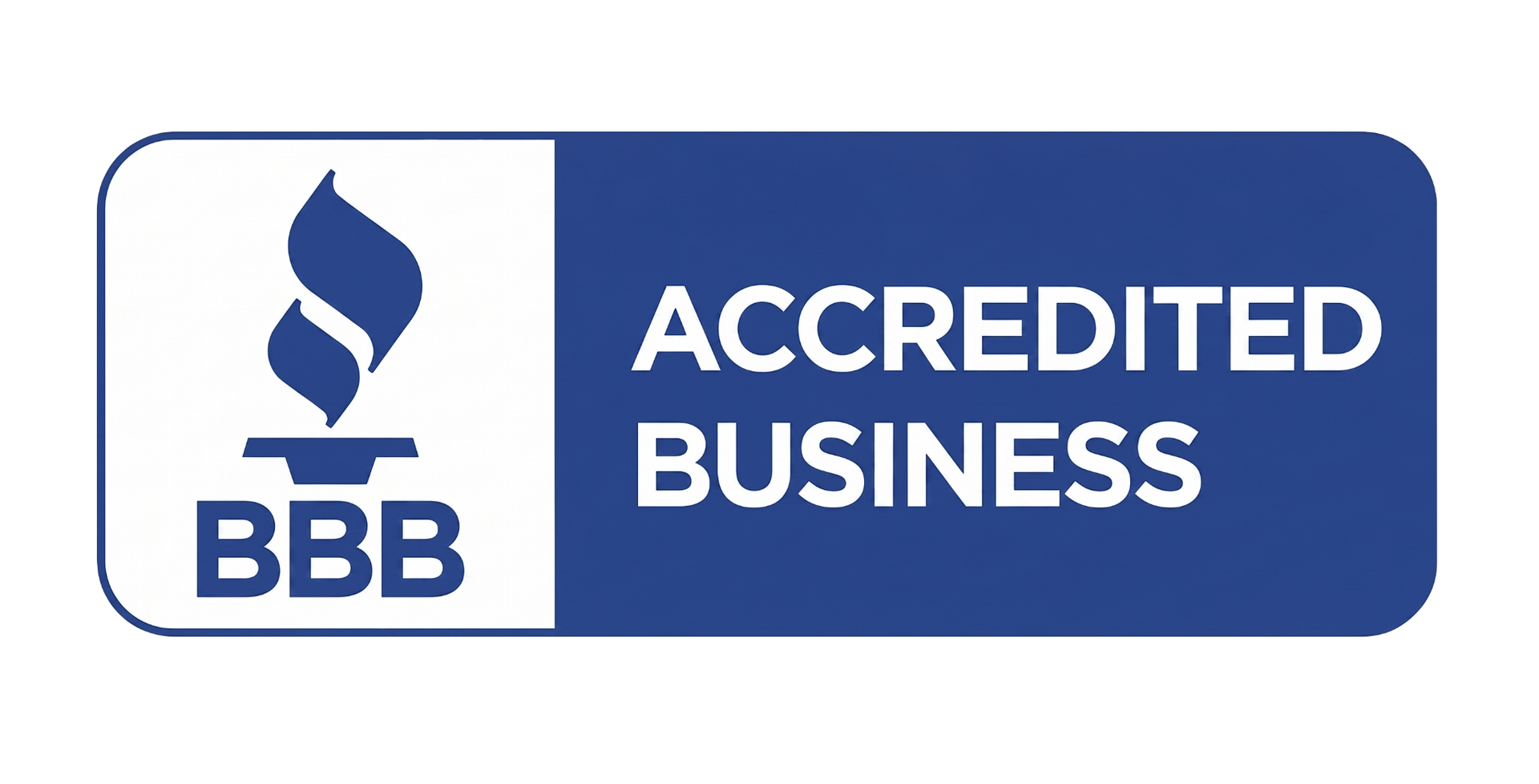 BBB logo with a white flame over a blue background. 