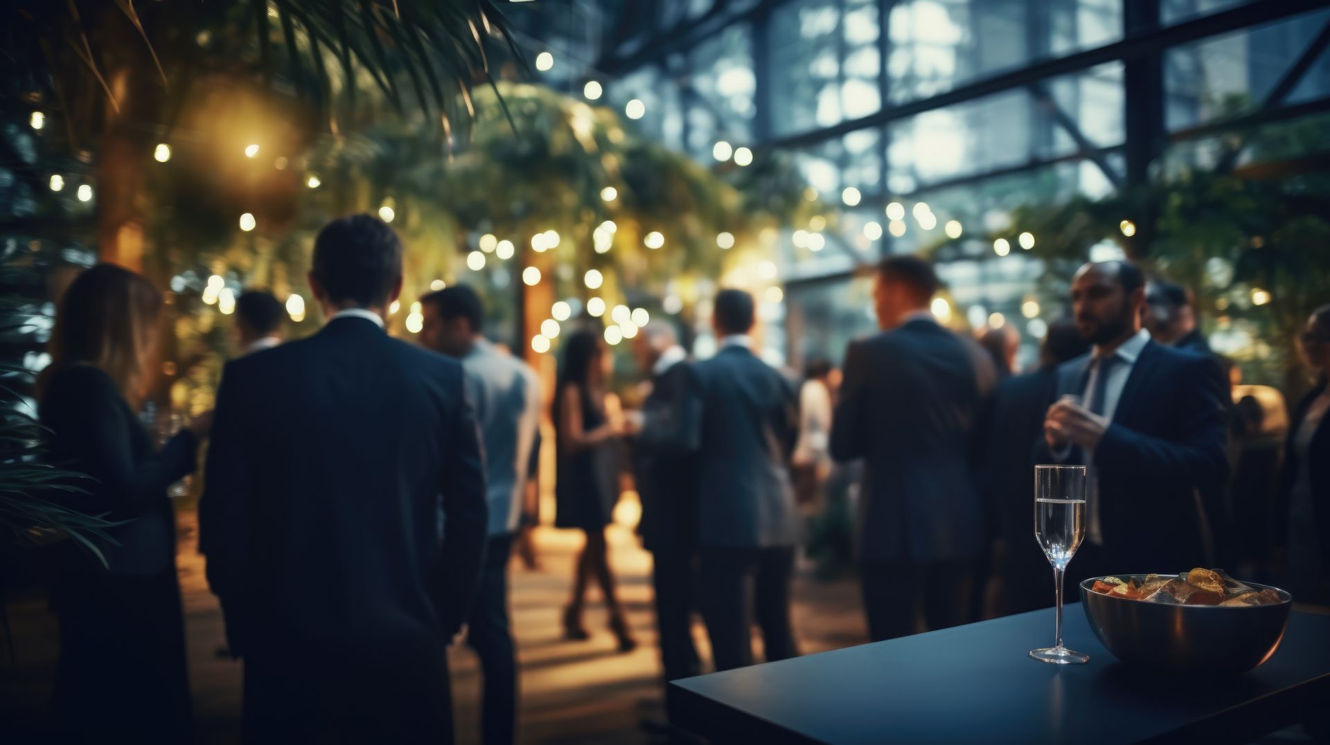 A group of people are standing around a table at a party.