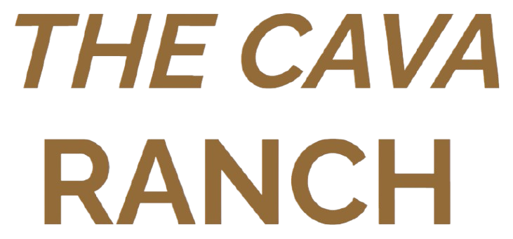 The logo for the cava ranch is brown on a white background.
