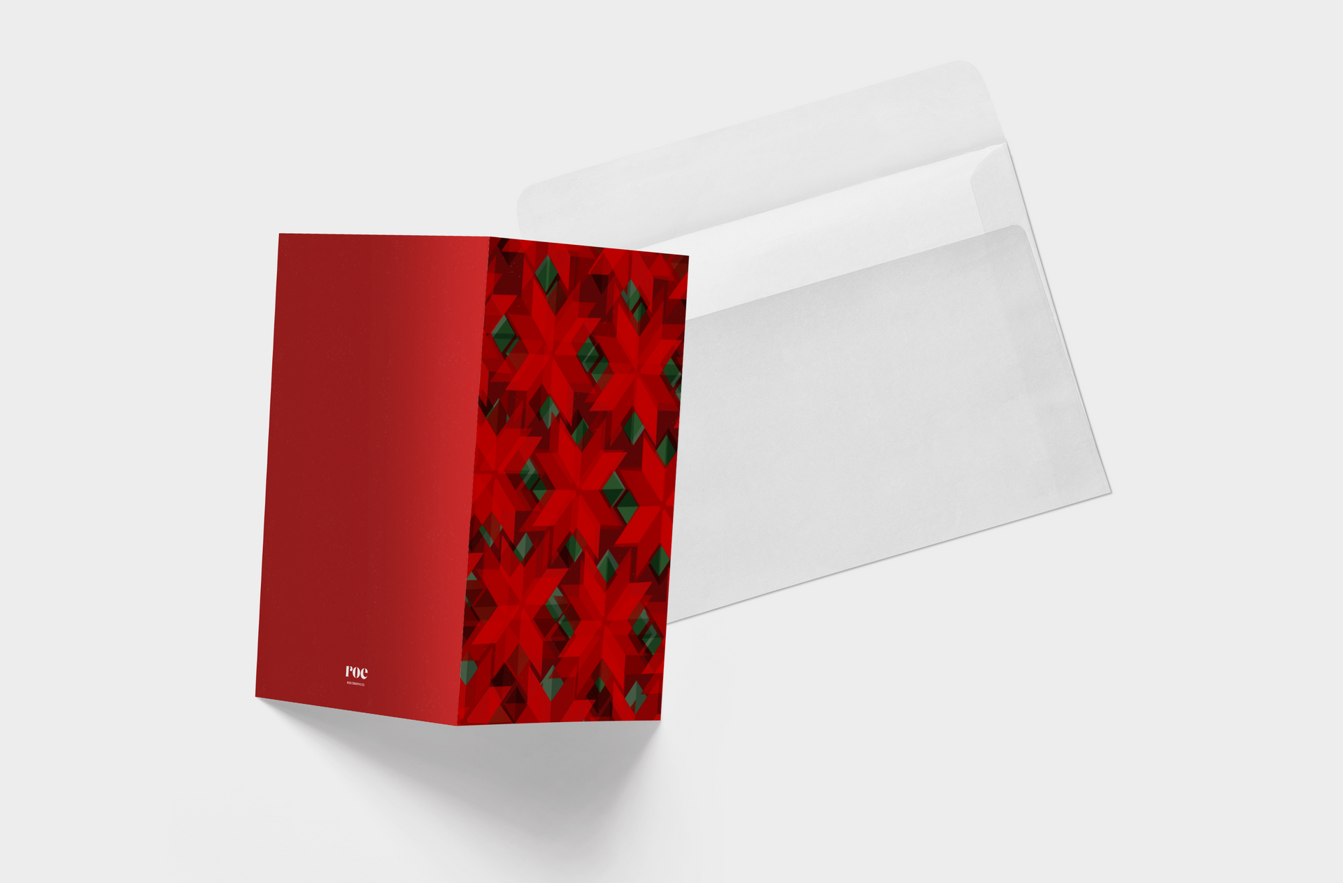 A red card with a white envelope next to it