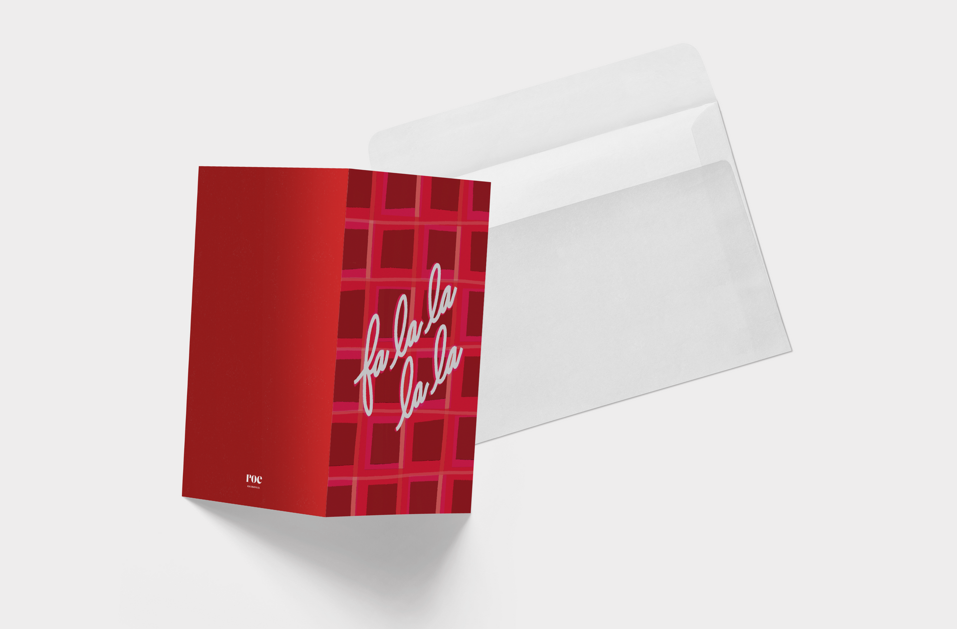 A red folder with a white envelope inside of it.