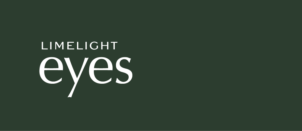 A green background with white text that says limelight eyes