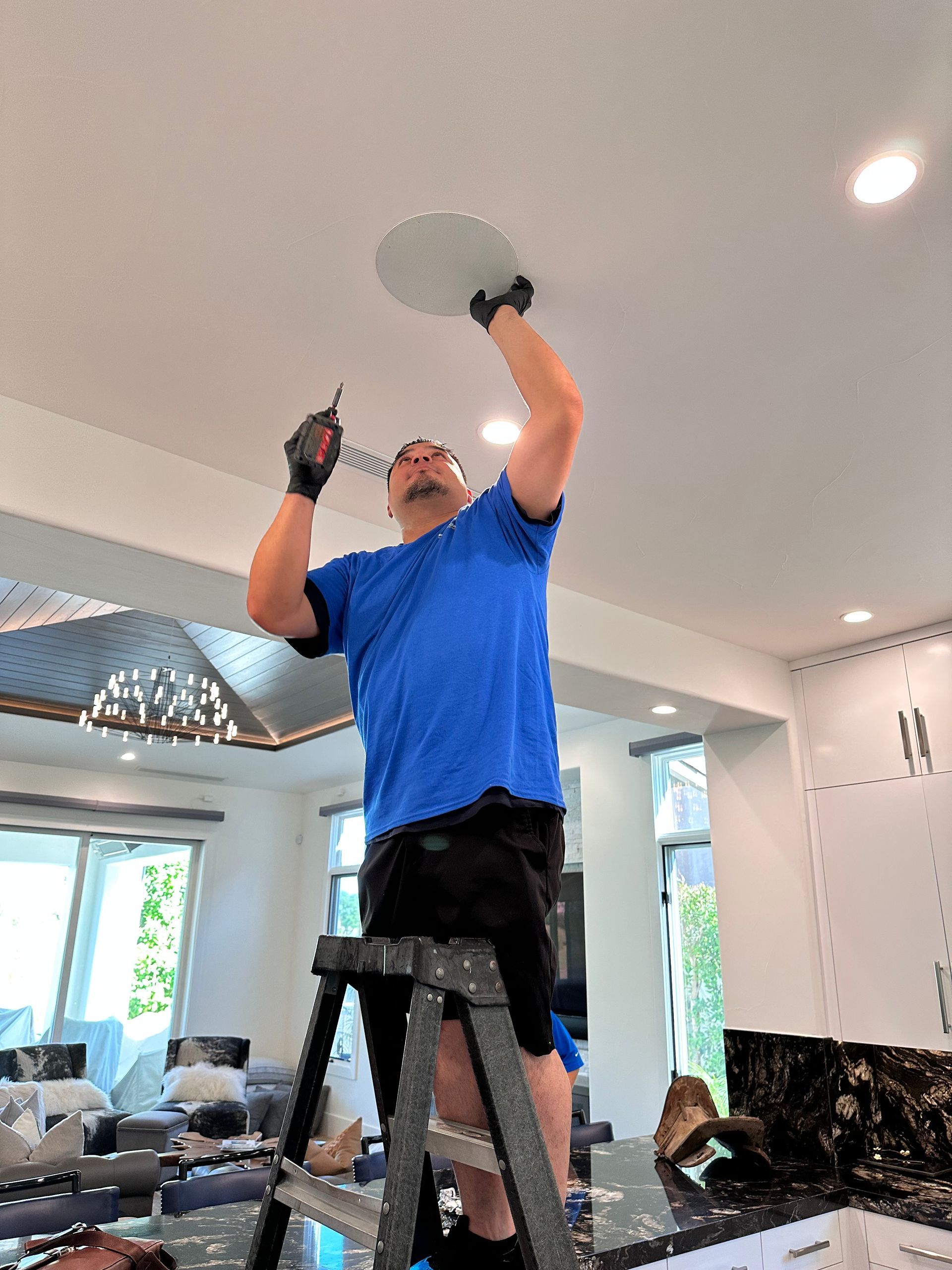 Worker installing
