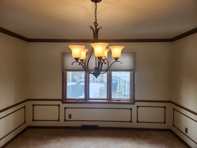 A room after it has been painted.